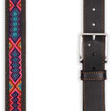 Tulum Mens' Leather Braided Belt in Black