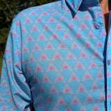 Temple of Dawn Mens' Organic Cotton Shirt in Blue & Pink