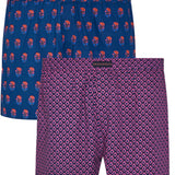 Twin Pack Men's Cotton Boxer shorts in Raja Fan / Mayura Pink