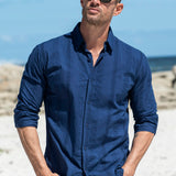 Cala Bassa Nights Mens' Cotton Shirt in Navy