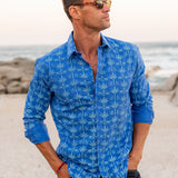 Monkey See, Monkey Do Men's Organic Cotton Shirt in Blue