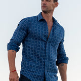 Dash Out Mens' Cotton Shirt in Blue