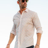 Tulsi Mens' Cotton Shirt in White and Coral