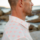 Tulsi Mens' Cotton Shirt in White and Coral