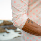 Tulsi Mens' Cotton Shirt in White and Coral