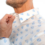 Tulsi Mens' Cotton Shirt in White and Blue