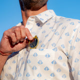 Tulsi Mens' Cotton Shirt in White and Blue