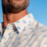 Tulsi Mens' Cotton Shirt in White and Blue