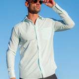 Aqua Stripe Mens' Cotton Collar shirt
