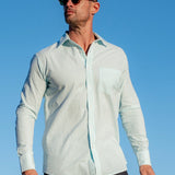 Aqua Stripe Mens' Cotton Collar shirt