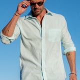 Aqua Stripe Mens' Cotton Collar shirt