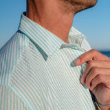 Aqua Stripe Mens' Cotton Collar shirt