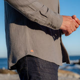Twice as Nice Mens' Cotton Collar Shirt in Khaki