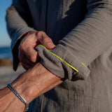 Twice as Nice Mens' Cotton Collar Shirt in Khaki