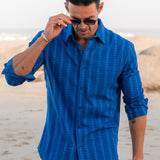 Lucked Up Mens' Cotton shirt in Blue