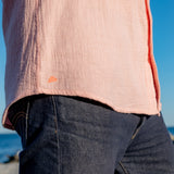 Twice as Nice Mens' Cotton Collar Shirt in Coral