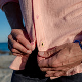 Twice as Nice Mens' Cotton Collar Shirt in Coral