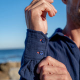 Twice as Nice Mens' Cotton Collar Shirt in Navy