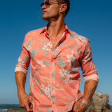 Shangri La Mens' Organic Cotton Shirt in Coral