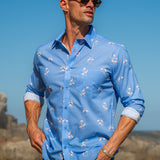 Go Go Birds Mens' Organic Cotton Shirt in Blue
