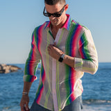 Electric Stripe Mens' Shirt in White and Multi