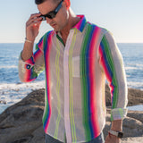 Electric Stripe Mens' Shirt in White and Multi