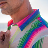 Electric Stripe Mens' Shirt in White and Multi