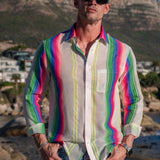 Electric Stripe Mens' Shirt in White and Multi