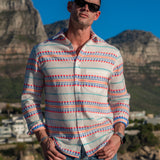 Aztec Groove Mens's Long Sleeve Shirt in Multi-colour