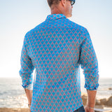 Temple of Dawn Mens' Organic Cotton Shirt in Blue & Pink