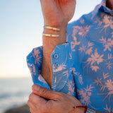 Greek Summer Mens' Organic Cotton Shirt in Light Blue & Madarin