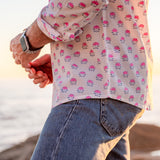 Kamal Bloom Mens' Cotton Shirt in White & Pink