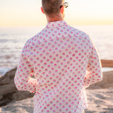 Kamal Bloom Mens' Cotton Shirt in White & Pink