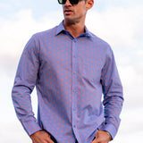 Supa Nova Mens' Cotton Shirt in Blue & Orange