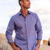 Supa Nova Mens' Cotton Shirt in Blue & Orange