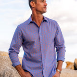 Supa Nova Mens' Cotton Shirt in Blue & Orange