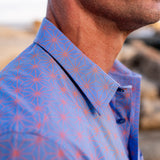 Supa Nova Mens' Cotton Shirt in Blue & Orange