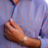 Supa Nova Mens' Cotton Shirt in Blue & Orange