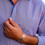 Supa Nova Mens' Cotton Shirt in Blue & Orange