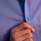 Supa Nova Mens' Cotton Shirt in Blue & Orange