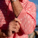 Sea Shells Mens' Cotton Shirt in Red & White