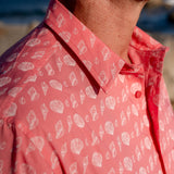Sea Shells Mens' Cotton Shirt in Red & White