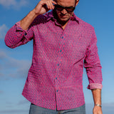 Inter Stella Mens' Cotton Shirt in Blue & Pink