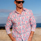 Vernon's Wonderland Mens' Cotton Shirt in Blue & Pink