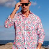 Vernon's Wonderland Mens' Cotton Shirt in Blue & Pink