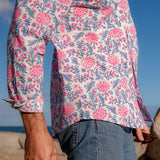 Vernon's Wonderland Mens' Cotton Shirt in Blue & Pink