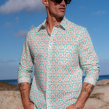 Jaipur Grove Mens' Cotton Shirt in Green & Pink