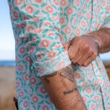 Jaipur Grove Mens' Cotton Shirt in Green & Pink