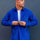 Corduroy Mens' Organic Cotton Shirt in Electric Blue