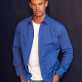 Plain Poplin Mens' Organic Cotton Shirt in Violet Blue